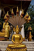 Vientiane, Laos - Wat Si Saket, the area around the temple precinct is filled with stupas, drum tower, open pavilion sheltering Buddha statues. 